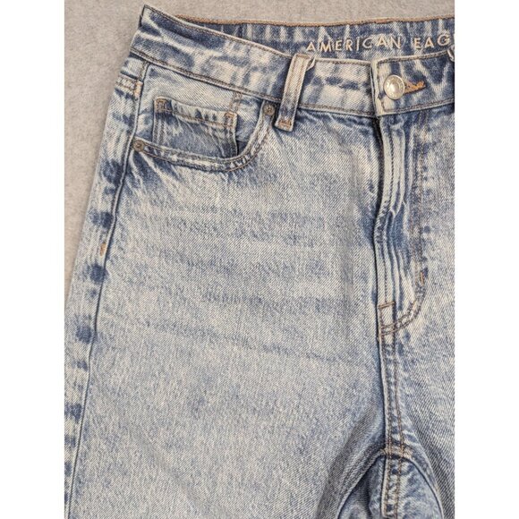 American Eagle Jeans Womens Size 6 Blue Mom Straight Distressed Whiskers Casual - Picture 2 of 16